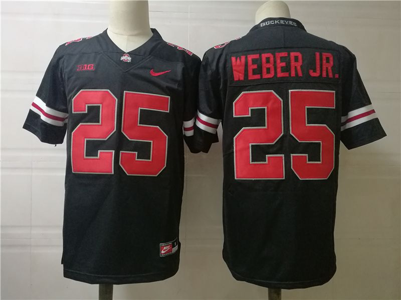 Men Ohio State Buckeyes 25 Weber jr Black Nike 2025 NCAA Jersey